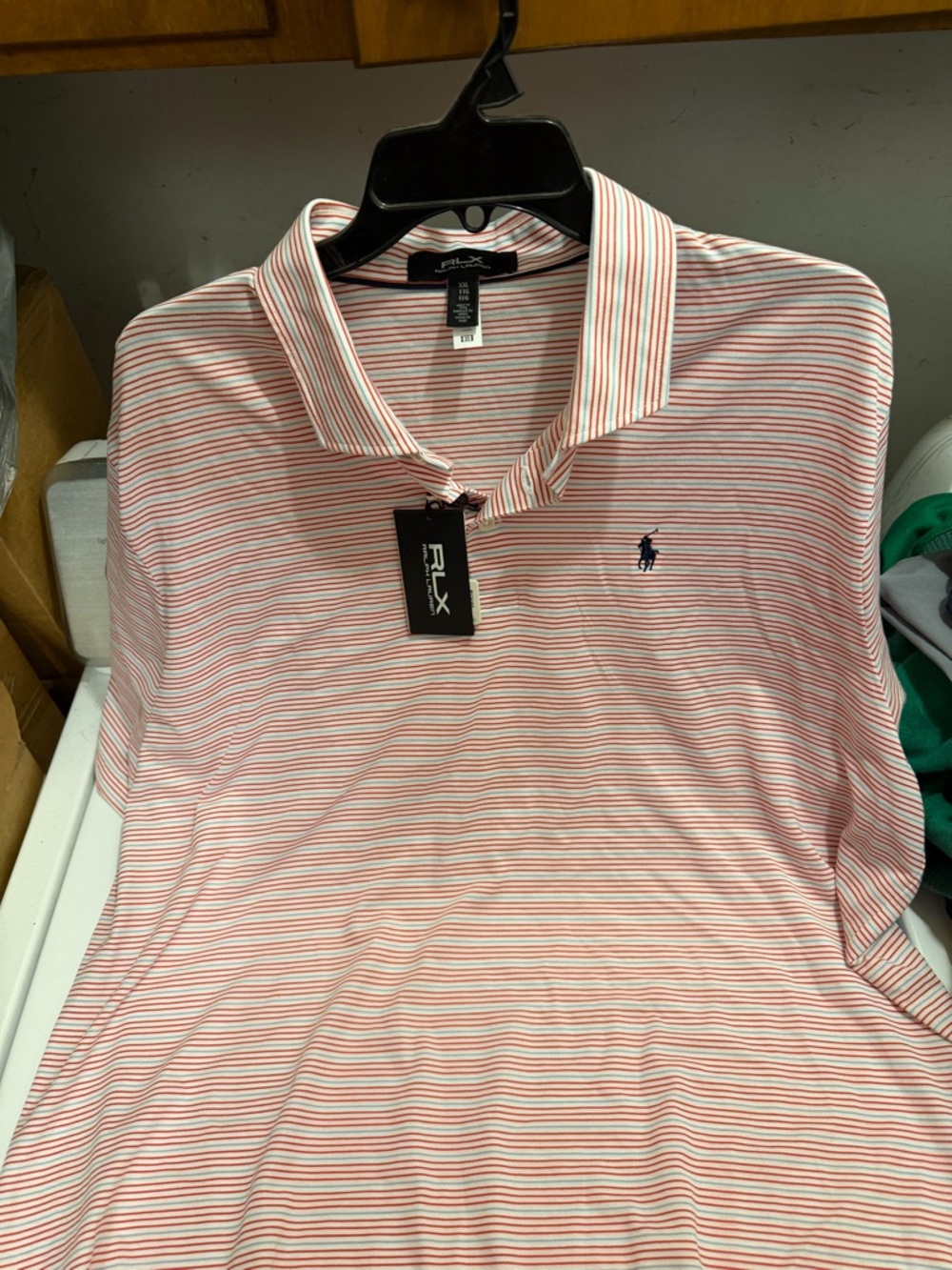 RLX Ralph Lauren Men's Pink & White Striped Polo